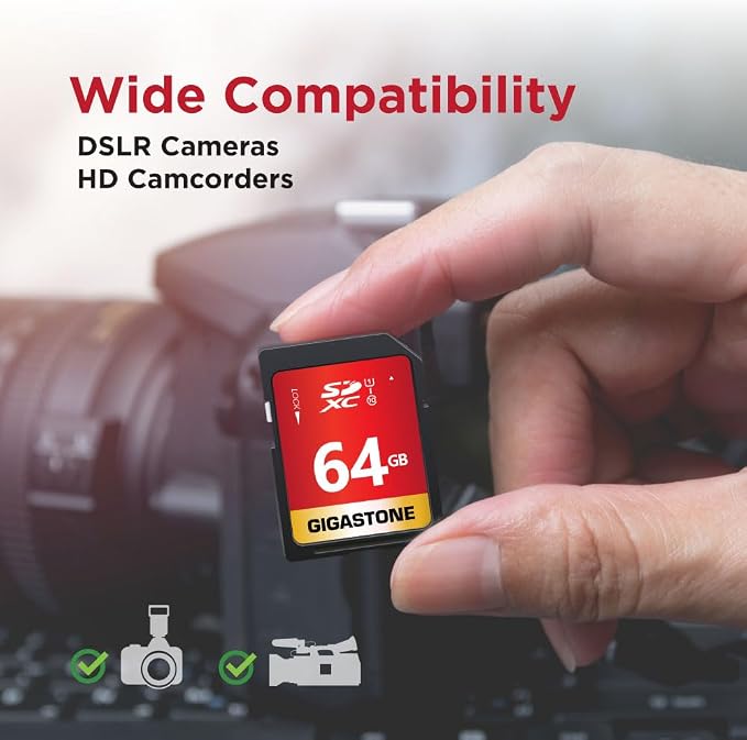 GIGASTONE 64GB SD Card 5-Pack UHS-I U1 Class 10 SDXC Memory Card High Speed, Up to 100MB/s, Full HD Video Olympus Digital Camera, with 5 Mini Cases - Image 6