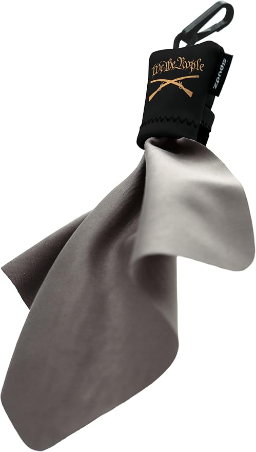 SPUDZ Ultra Microfiber Lens Cleaner with Closeable Bottom – Clip-On Pouch, Washable – for Binoculars, Scopes, Glasses, Screens | Ultra We The People, 6 x 6 Inch by SPUDZ