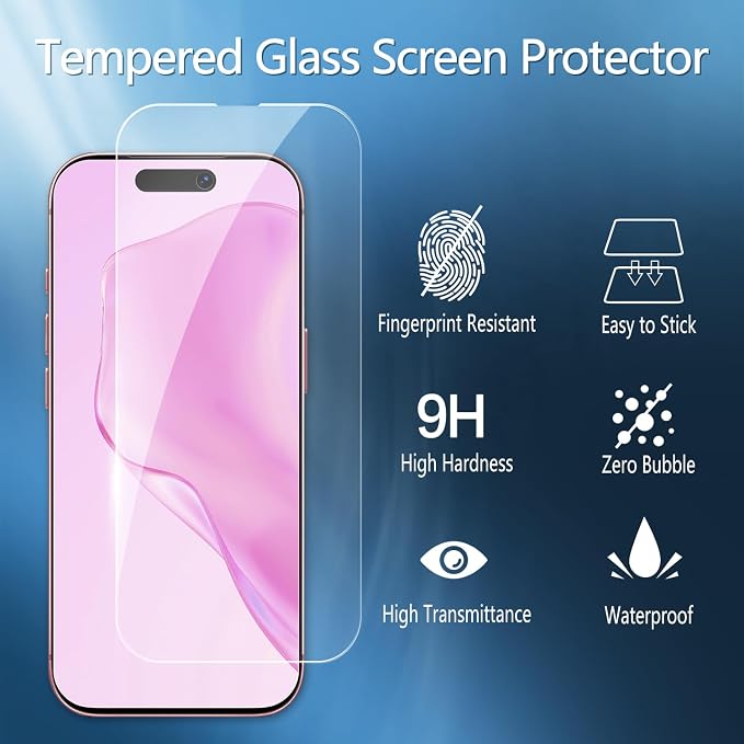 2 Pack Tempered Glass Screen Protector for iPhone 15 6.1-Inch | with 2 Pack Camera Lens Protector, Anti Scratch, Bubble Free, Case Friendly - Image 3