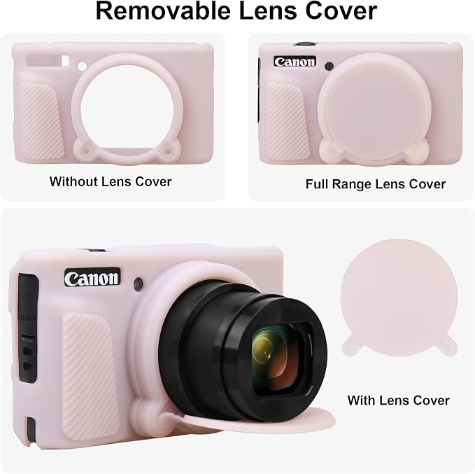 BOVKE Silicone Camera Case for Canon PowerShot SX740 / SX730 Digital Camera, SX740 HS Soft Protective Case Cover Rubber Camera Slim Fit Sleeve with Removable Lens Cover, Jelly Pink - Image 5