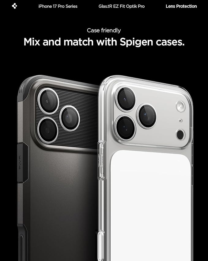 Spigen Camera Lens Protector for iPhone 17 Pro Max / 17 Pro - Silver | GlasTR EZ Fit Optik Pro, 9H+ Tempered glass, Scratch resistant, Auto-align tray, Original photo quality, Case-friendly, 2Pack - Image 7