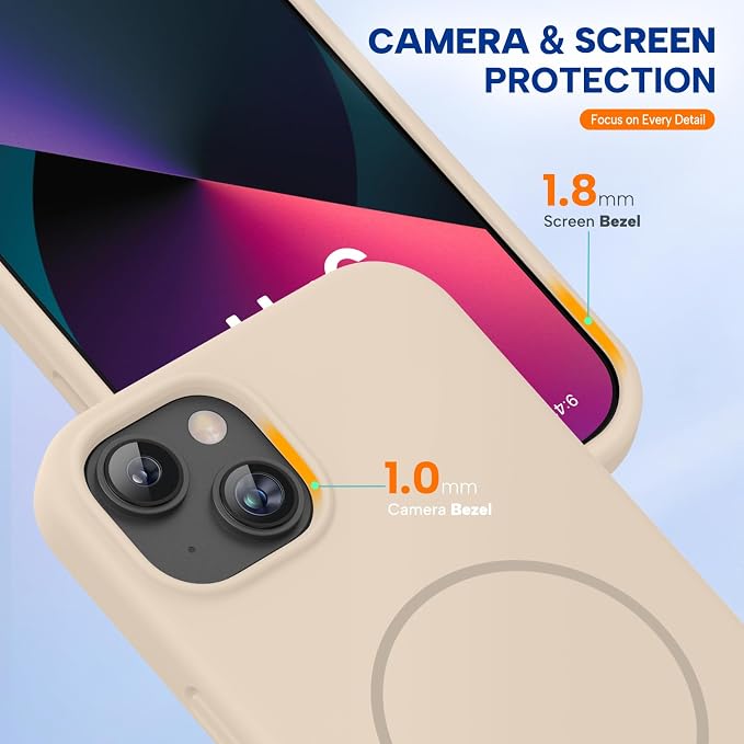 miracase Magnetic for iPhone 13 Case, [Soft Anti-Scratch Microfiber Lining], Compatible with MagSafe, Liquid Silicone Case Shockproof Drop Protection Phone Case for 13, Sand - Image 8