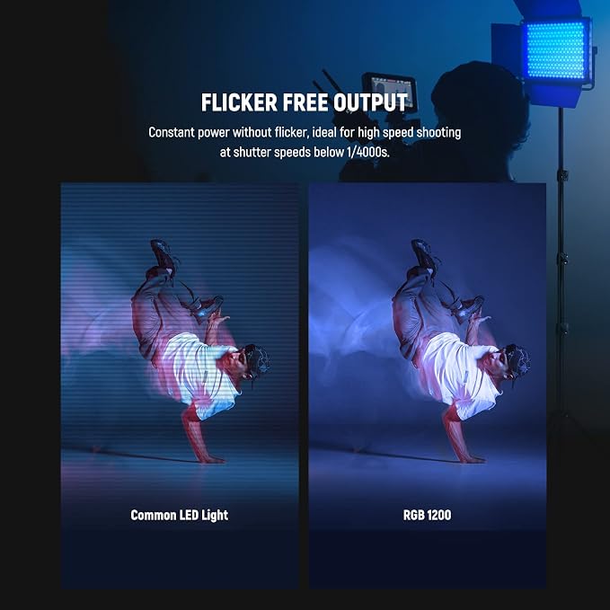 NEEWER RGB1200 RGB LED Video Light Panel with APP/2.4G Control, 60W Studio Photography Lighting 22000Lux@0.5m/1% Precise Min Dimming/360° Full Color/ CRI97+/TLCI98+/2500K-8500K/18 Effect with Barndoor - Image 7