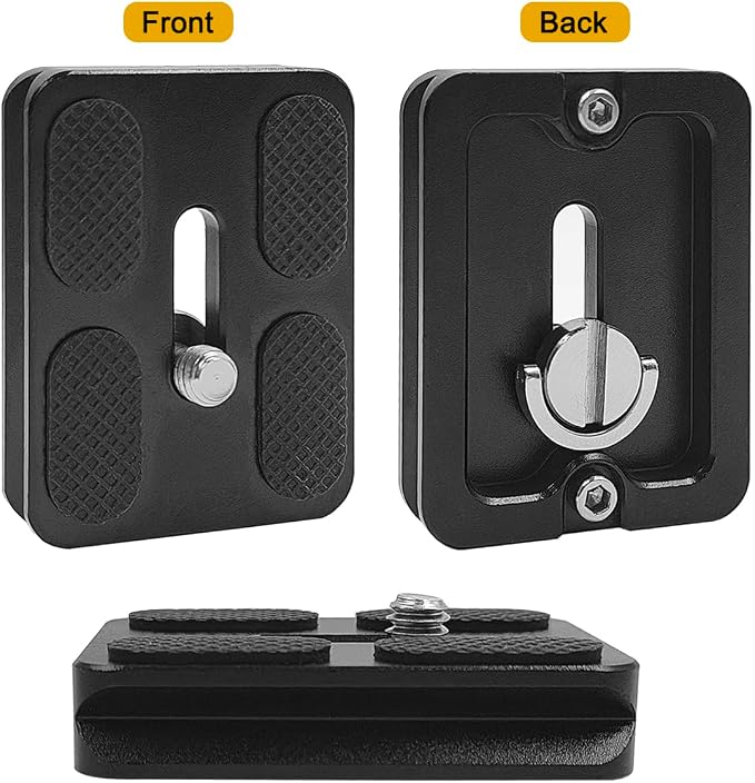 2 Pcs PU50 Tripod Quick Release Plate + 2 Pcs 1/4-3/8 Inch Screw, 50mm*38mm Camera Plates Mount with 1/4''-20 Screw, Compatible with Manfrotto Arca Swiss Benro QR Plate for DSLR Camera - Image 2