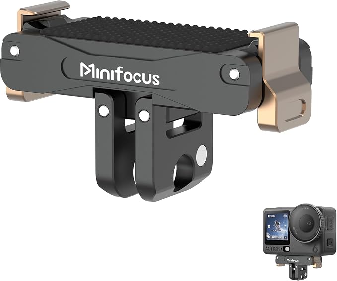 Magnetic Quick Release Adapter Mount for DJI Osmo Action 6/Nano, Aluminum Alloy Dual-Direction Base Expansion Stand w 1/4" Hole Foldable Dual-Claws Connector for Tripod Selfie Stick Action Camera by MINIFOCUS