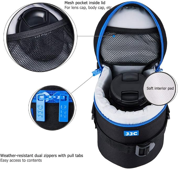 JJC Deluxe Lens Case Pouch Bag for Camera Lens Below 3.9" x 6.5"(D x L) | for Canon EF 24-70mm f2.8L USM, EF 50mm f1.2L USM, EF 85mm f1.2L II USM, Tamron SP 70-300mm f4-5.6 A005 Lens & More - Image 4