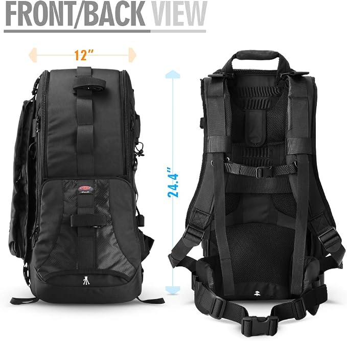 22L Professional DSLR Camera Backpack with Laptop Compartment & Rain Cover | Fits Full-Frame DSLR & Mirrorless Cameras, Multiple Lenses, Tablet, Padded Dividers, Travel-Ready, Waterproof Rain Cover - Image 2