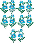 5 Pairs Floral Iron on Applique Flower with Green Vine Embroidered Patch for Collar Dress Accent Shoes Jeans Sewing Accessories Embellishment (Blue) by MSCFTFB