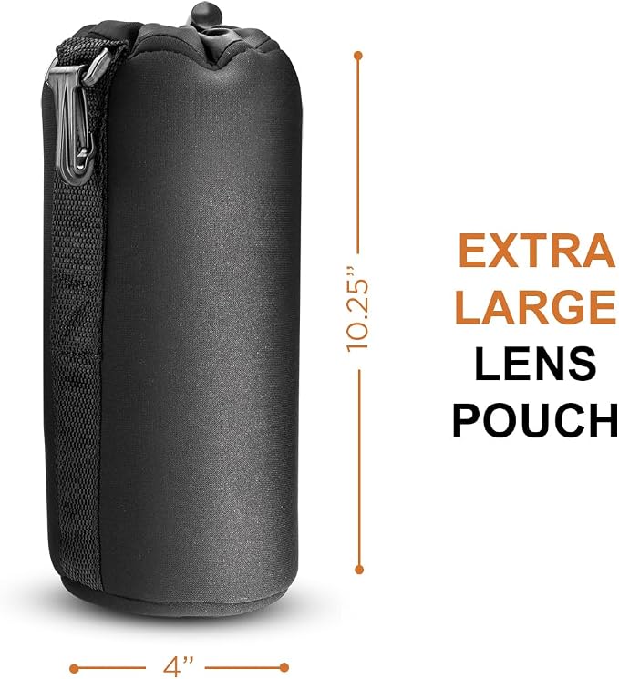 SLINGER Neoprene Lens Pouch - X-Large (Super Zoom and Ultra Telephoto) | Neoprene material with shock absorption and moisture barrier for super zoom, ultra telephoto and camera gear - Image 3