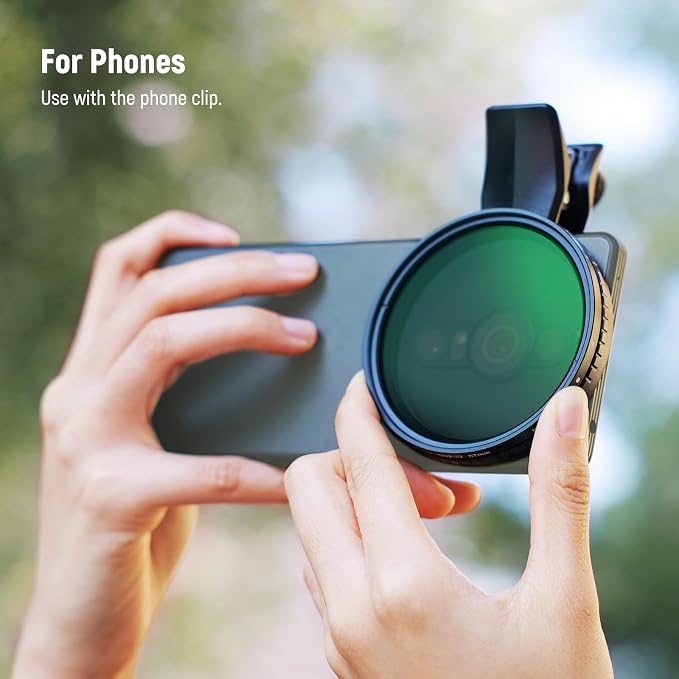 NEEWER 67mm Clip On Variable ND Filter for Phone, ND2-32 Neutral Density Photography Camera Lens Accessories Kit Compatible with Android Samsung Galaxy S25 Ultra Google Pixel Huawei, FL-B21 - Image 6