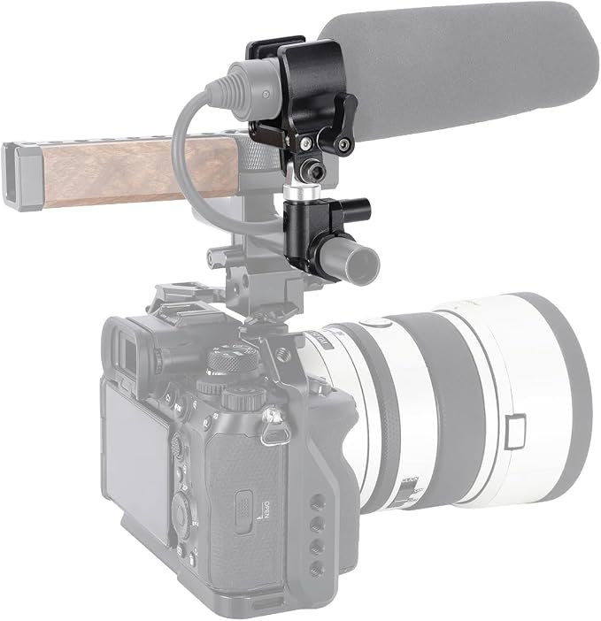 NICEYRIG Shotgun Microphone Holder Universal for Microphone/LED Torch - 628 | 18.5mm - 35mm Adjustable Aluminum Clamp for 15mm Rod Mount Shocks and Noises Absorption - Image 7