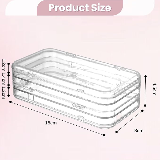 2 Pack Tri-Fold Press On Nail Organizer Case - 4-Page Portable Storage Box for Fake Nails, Clear PET Plastic Travel Holder (6×3.2×1.8 inch) - Image 2