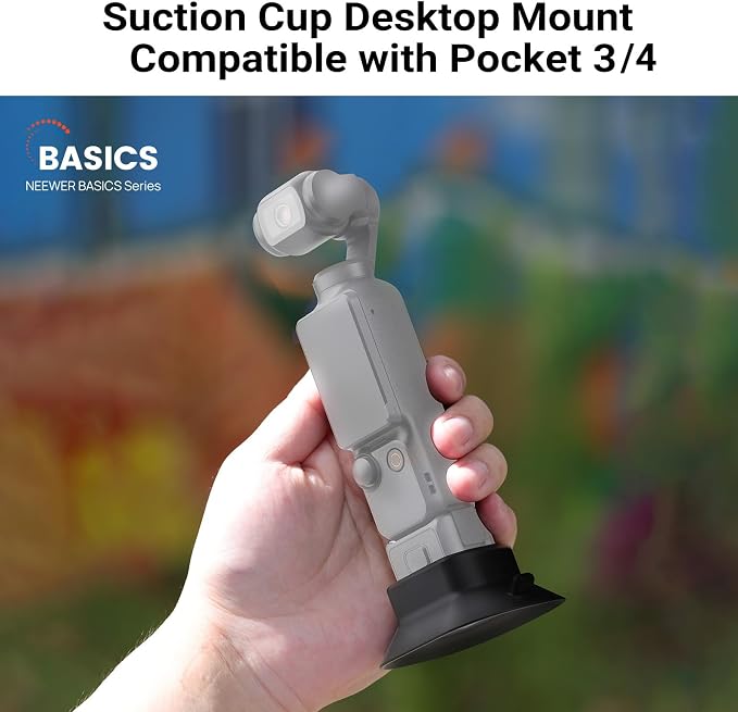 NEEWER Basics AC023 Suction Cup Base Mount Compatible with DJI Osmo Pocket 4 & Pocket 3 Gimbal Camera, Silicone Table Holder ø 64mm Nonslip Soft Stable Accessories, Supports Battery Handle Charging - Image 2