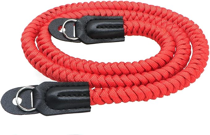 Paracord Woven Camera Neck Shoulder Strap Belt Hand Compatible with Canon Nikon Sony Olympus Pentax Fujifilm Panasonic SLR DSLR Digital Mirrorless Cameras 36inch Red by HITHUT