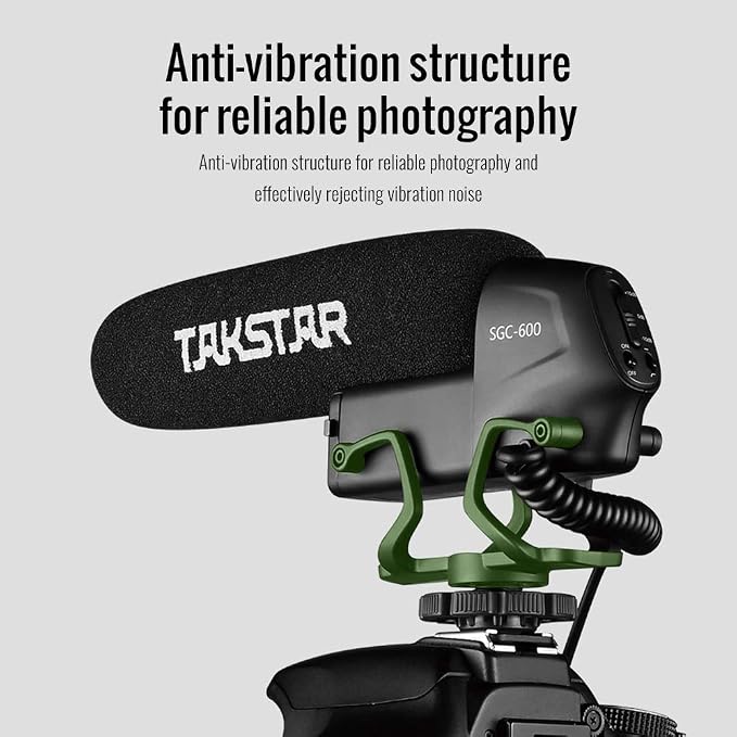 SGC-600 On-Camera Condenser Interview Microphone 3.5mm Plug with Windscreen Cold Shoe Mount Compatible with Canon Nikon Sony DSLR Cameras Camcorders - Image 2