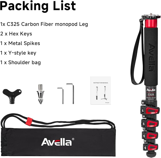 Avella C325 Carbon Fiber Camera Monopod, 58 Inch - Image 8