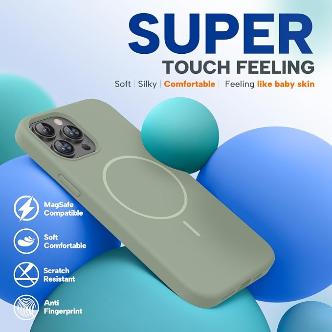 Miracase Silicone & Magnetic for iPhone 12 Pro Max Case, Patina Green | Compatible with MagSafe, Soft Microfiber Lining, Premium Silicone Case Shockproof Drop Protection Phone Case for 12 Pro Max - Image 4