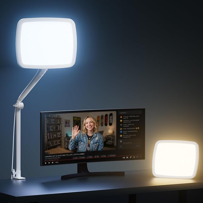 NiceVeedi 14" Soft Key Light, Dimmable Desk Ring Light with Clamp, 2700K-6500K/CRI97+/Flexible Arm/2.4G Remote, Streaming Light for Podcast/Home Office/YouTube/TikTok/Makeup/Video Calls by NiceVeediOfficial