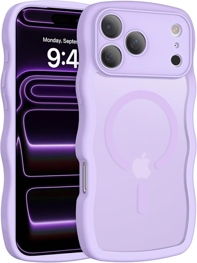 BENTOBEN Magnetic for iPhone 17 Pro Max Case, Cute Wavy [Full Camera Protection][Compatible with MagSafe] Matte Anti-Slip Bumper Women Girls Boys Protective Cover for 17 ProMax 6.9", Lavender Purple - Image 9