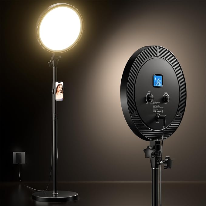 UBeesize Professional Ring Light with Stand, Phone Holder & Remote – 6500K Full-Screen LED Lighting for Makeup, Photography, Studio, Barber, and Live Streaming by UBeesize