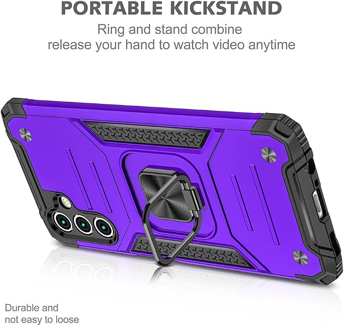HNHYGETE for Galaxy A13 5G Phone Case with Screen Protector, 360°Military Grade Rotatable Kickstand [Heavy Duty] Protective Cases for Samsung Galaxy A13 5G (Purple) - Image 4