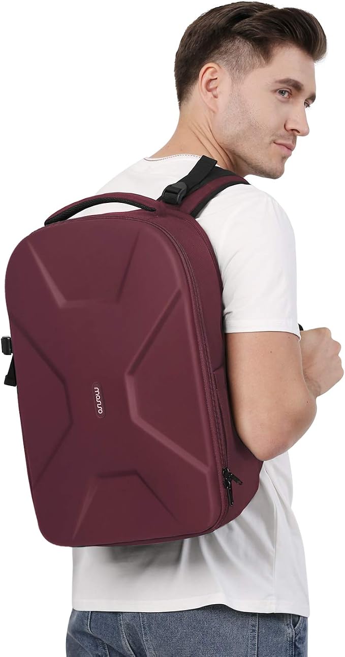 MOSISO Camera Backpack, DSLR/SLR/Mirrorless Photography Camera Bag | 15-16 inch Waterproof Hardshell Case with Tripod Holder&Laptop Compartment Compatible with Canon/Nikon/Sony, Wine Red - Image 6