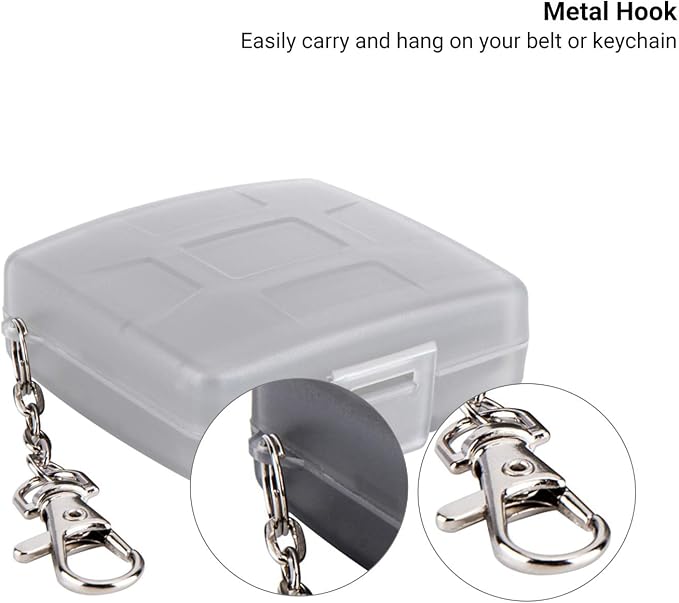 8 Slots Memory Card Case for 4 SD/SDHC/SDXC Cards and 4 Micro SD/TF Cards,Anti-Dust Crush Resistance,SD Card Case Small Micro SD Holder with Chain (Gray) - Image 3