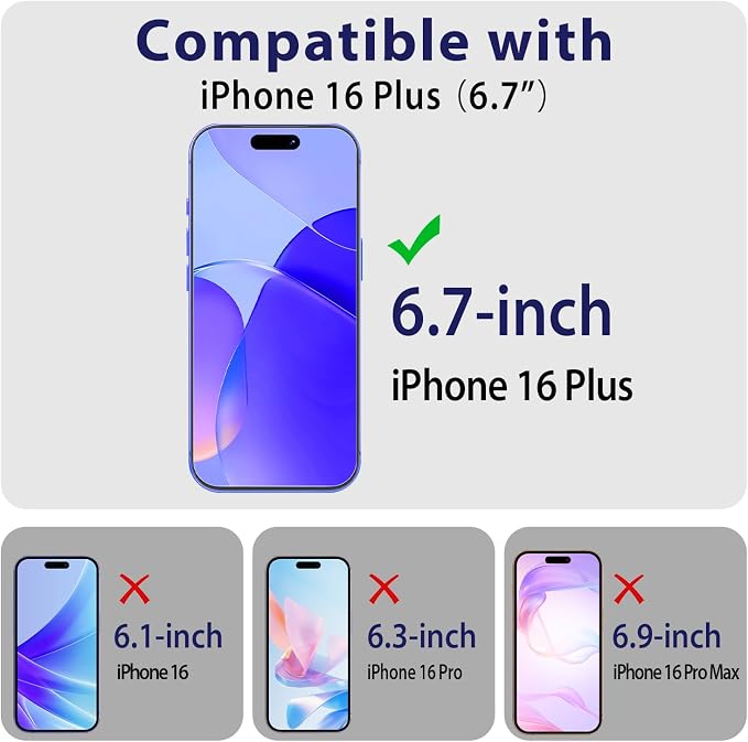 2 Pack Tempered Glass Screen Protector for iPhone 16 Plus 6.7-Inch | with 2 Pack Camera Lens Protector, Anti Scratch, Bubble Free, Case Friendly - Image 2