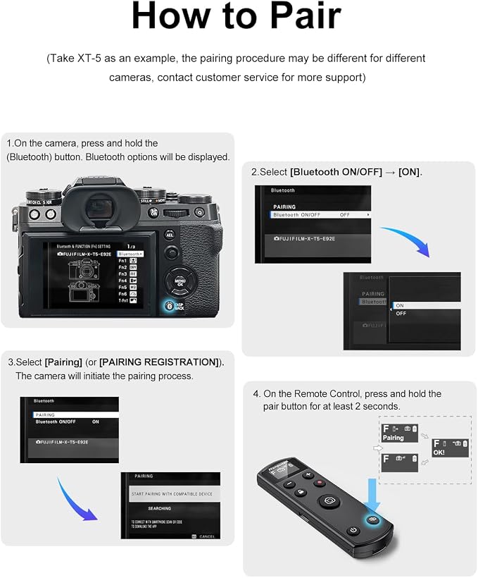 for Fujifilm Camera Remote Control, Hanpusen Rechargeable Wireless Shutter Release with OLED Screen for Fujifilm X100 VI/X-M5/X-T30 II/X-E5/X-T5/X half/X-H2S/X-T30/X-T4/X-T3/X-S20/X-S10/X-T50/X-H2 - Image 8