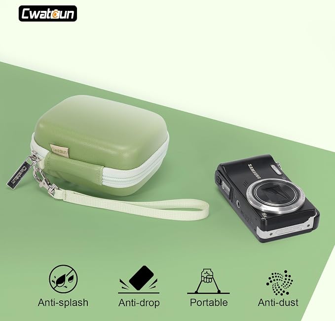Cwatcun Digital Camera Case, Compact Protective Pouch for Kodak/Canon/Sony | Fits cameras up to 4.9"x3.5"x2.2". 900Dscratch-resistant, water-repellent, 3-layer shockproof sponge, detachable wristband. - Image 9