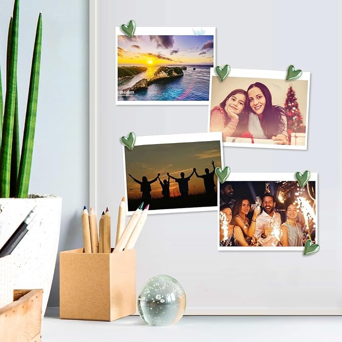50 pcs of Cute Soft Wooden Board thumbtack with Golden Hearts can be Used for Photo Walls, memos, whiteboards, and Decorative thumbtack (Green) - Image 6