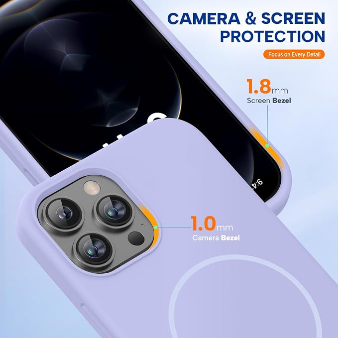 Miracase Silicone & Magnetic for iPhone 12 Pro Max Case, Light Purple | Compatible with MagSafe, Soft Microfiber Lining, Premium Silicone Case Shockproof Drop Protection Phone Case for 12 Pro Max - Image 5