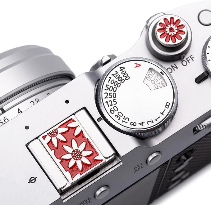 Camera Soft Release Button, Shutter Button for Fujifilm X100VI X100V X-E4 X-E3 X-T5 X-T4 X-T3 X-T30 II X-T20 X-PRO3 (red Daisy Set) - Image 2