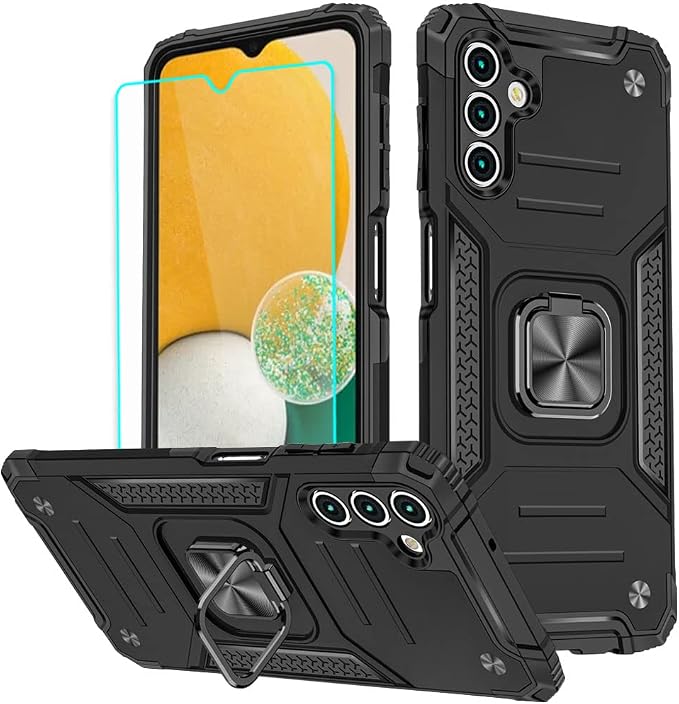 HNHYGETE for Samsung A13 5G Case, Galaxy A13 5G Case with Screen Protector, 360°Military Grade Rotatable Kickstand (Heavy Duty) Protective Cases for Samsung Galaxy A13 5G (Black) by HNHYGETE