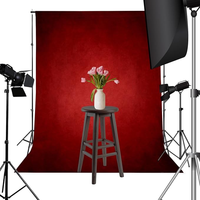 8x10ft Abstract Dark Red Photography Backdrop for Professional Studio Backgrounds Retro Red Photo Backdrop Prop Portrait Photo Backdrops for Photoshoot Ombre Backdrop Curtains Rod Pocket on Top - Image 4