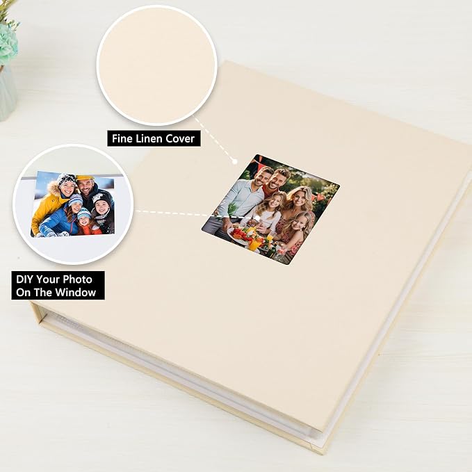 11x14 Photo Album Holds 64 Photos, Linen Cover Art Portfolio 11x14, Photo Album Art Portfolio Folder with Clear Plastic Sleeves for Kids & Artists Artwork Drawing (Beige) - Image 4
