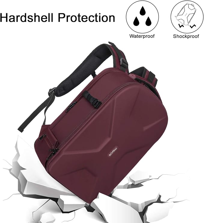 MOSISO Camera Backpack, DSLR/SLR/Mirrorless Photography Camera Bag | 15-16 inch Waterproof Hardshell Case with Tripod Holder&Laptop Compartment Compatible with Canon/Nikon/Sony, Wine Red - Image 4