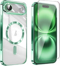 Magnetic Glossy Case for iPhone 17 Air,iPhone 17Air Phone Case Slim Clear Luxury with Screen Protector & Camera Protector [Compatible with MagSafe], Shockproof Cover for iPhone Air 17-Green by Unknown