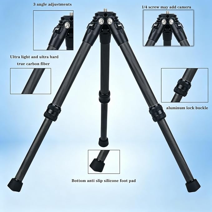 Heavy Duty Portable Carbon Fiber Desktop Mini Tripod Stand | 1/4" Screw for Insta360 X5/X4/X3/X2/RS,for Gimbal,Action Cam,Camcorder,Microphone,LED Light,Compact Mini Tripod - Image 4
