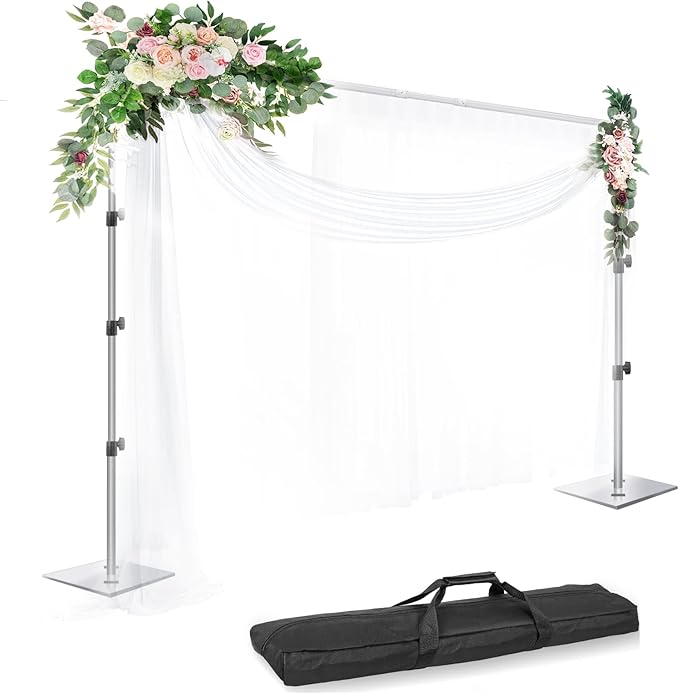 EMART Backdrop Stand Heavy Duty 8.5x10ft Adjustable Pipe and Drape Stand | Silver Photo Backdrop Stand for Party Photography Wedding Birthdy Dispaly Festival Decorations Balloon Exhibition Photo Booth by EMART