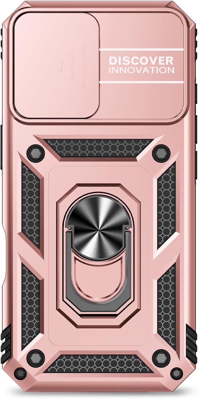 SunStory Phone Case for iPhone 17 Case with HD Screen Protector & Slide Camera Cover & Rotated Ring Kickstand, [Military-Grade] Phone Case for iPhone 17, Rose Gold - Image 9