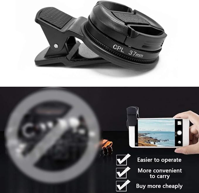 37MM with Clip Durable Polarizer Phone Circular Camera Professional Universal Accessories Black Lens Portable CPL Filter - Image 4