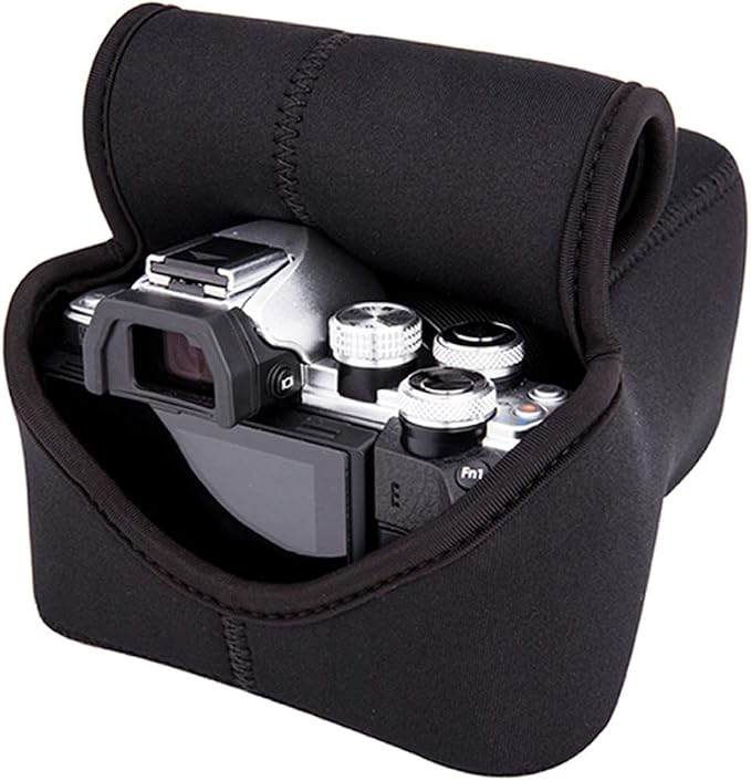 JJC Black Ultra Light Neoprene Camera Case for Fujifilm Fuji X-T100 X-T30 X-T20 X-T10 +50-200mm/50-230mm Lens, Pouch Bag for Olympus E-PL8 E-M5II E-M10 II, Canon M50 M5 with Telephoto lense - Image 4