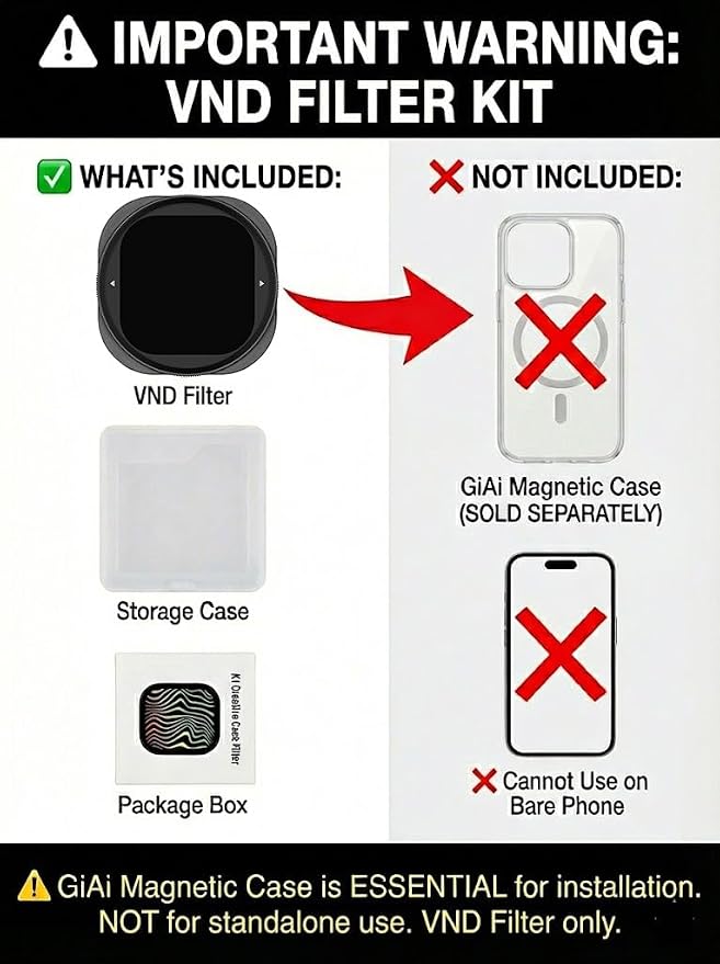 Magnetic Variable ND2-ND32 ND Lens Filter (VND 1-5 Stops) for for iPhone 17 Pro/Pro Max - Neutral Density Effect Filter (Requires GiAi Magnetic Case - Sold Separately) - Image 2
