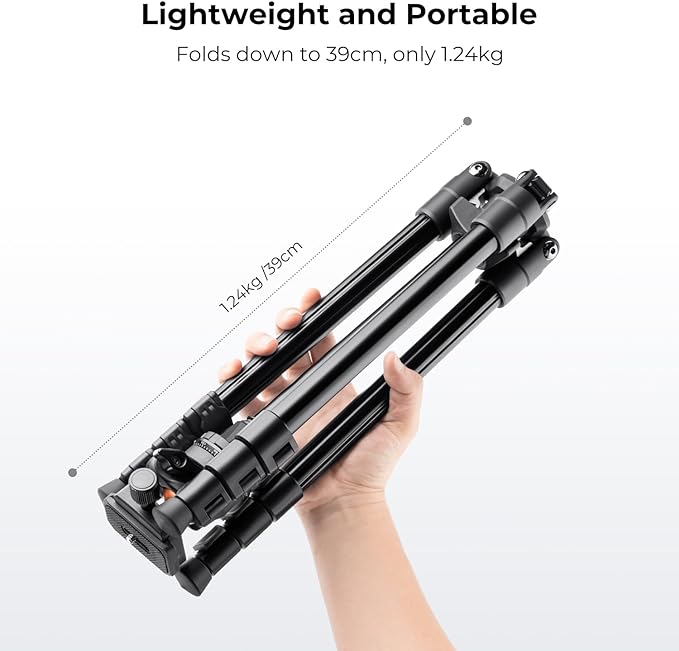 K&F Concept 64 inch/163cm Lightweight Aluminum Travel Camera Tripod | Compact and Portable, 360° Ball Head, Load Capacity 17.6lbs, DSLR Photography and Smartphone Live Streaming Vlog O234A1+BH-36 - Image 3