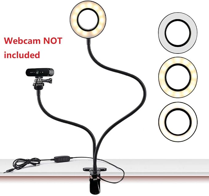 Webcam Light Stand for Live Stream, Selfie Ring Light with Webcam Mount for Logitech C925e, C922x, C930e,C922,C930,C920,C615,Brio 4K - Image 2
