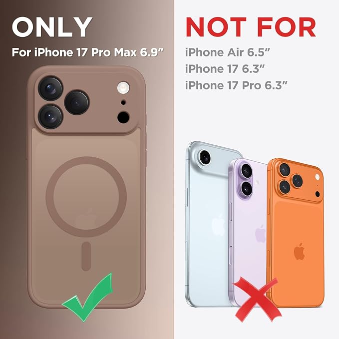 CAPRARO for iPhone 17 Pro Max Case, Compatible with MagSafe Brown | Upgraded [Full Camera Protection] Protective Translucent Matte Women Girl Magnetic Phone Case Cover, Brown - Image 2