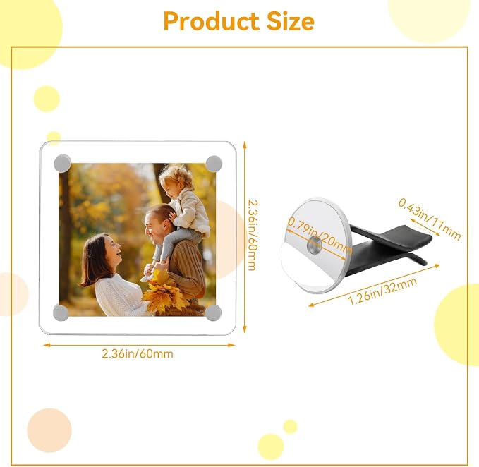Gift for Dad & Grandpa - 2 Pack Car Air Vent Photo Holder for Father's Day, Dashboard Vent Personalized Acrylic Clip-on Picture Frame, Magnetic Photo Display Frames for Family, Couples, Safe Driving Presents 2.36"x2.36" - Image 7
