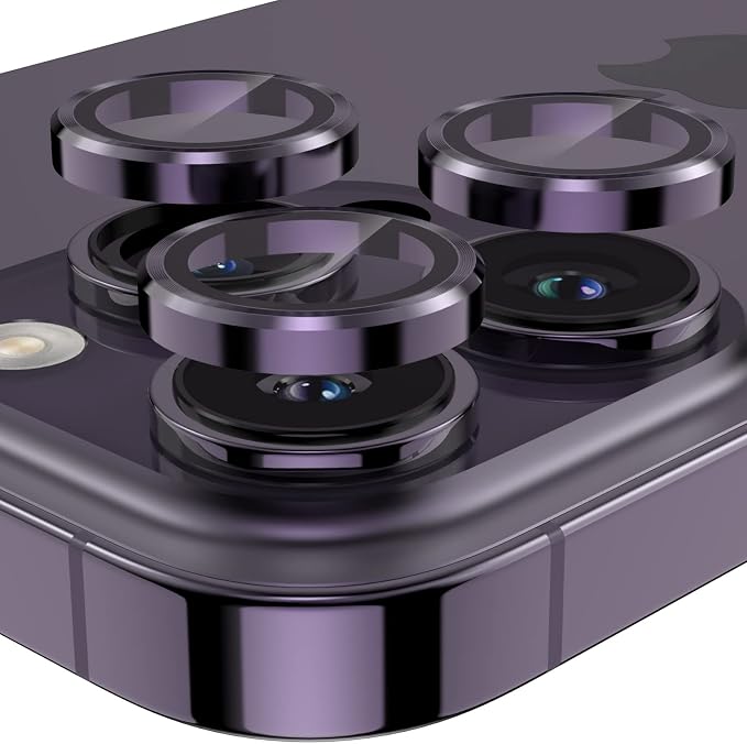 YWXTW Designed for iPhone 14 Pro Max Camera Lens Protector, for iPhone 14 Pro Camera Lens Protector, Individual Metal Anti Scratch HD Clear Case Friendly Tempered Glass Camera Cover, 1 Set (Purple) by YWXTW