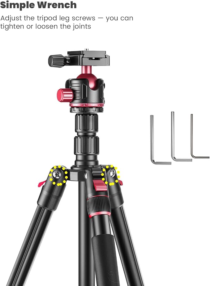 CAMBOFOTO 74" Professional Camera Tripod & Monopod with Carry Bag | Ball Head Aluminum Photography DSLR Tripod, Compatible with Binoculars Laser Telescope (Weight 3 Lbs, 13Lbs Load) - Image 8